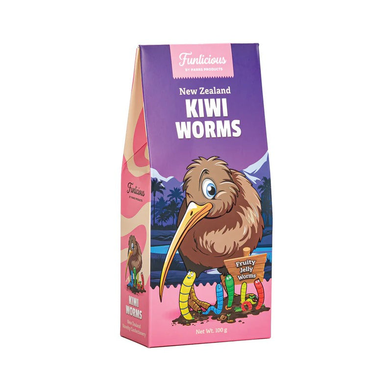 Funlicious Boxed Kiwi Worms 100g - Parrs