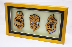 Medium Triple Landscape - Tiki/Wheku/Manaia Paua Inlay - Aeon Giftware