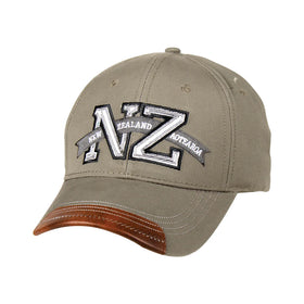 Hat Cotton NZ Aotearoa Grey PU on peak - Parrs