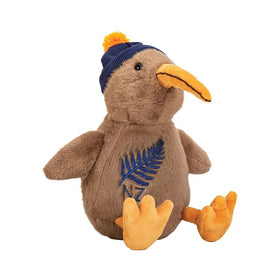 Kiwi Toy Sitting with Navy Beanie & Fern - 23cm - Parrs