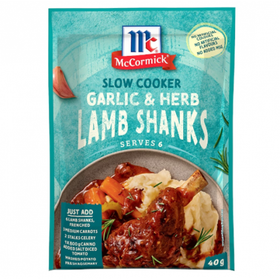 Slow Cookers Recipe Base Garlic & Herb Lamb Shanks - McCormick - 40g