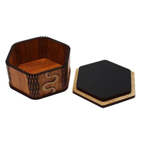 Wooden Hexagonal Box - Paua Kiwi - Aeon Giftware