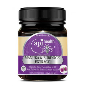 Manuka Honey MGO100+, Burdock Extract (8:1) & Bee Pollen - Api Health - 500g