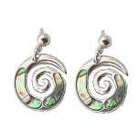Rhodium Paua Koru Earrings - Dale Borland