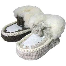 Knitted Child Sheepskin Boots With Tie Ugg Style - Kiwi Kraft