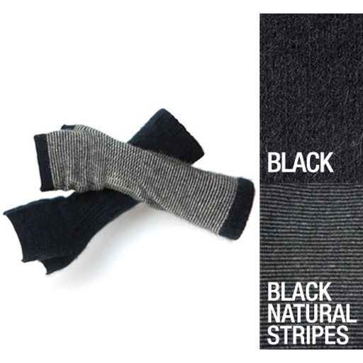 Striped Glovelet - Black/Natural - Possum Down