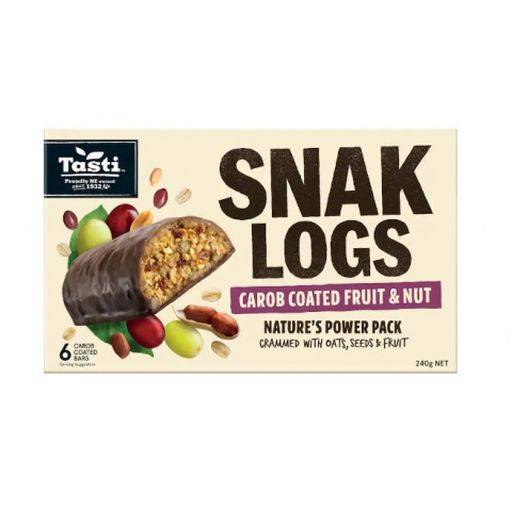 Carob Coated Fruit and Nut Snack Logs Pack of 6 - Tasti - 240g 