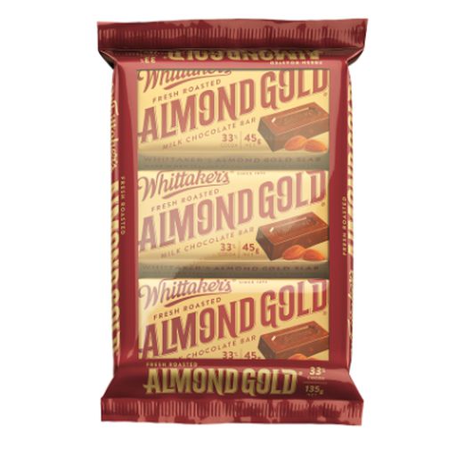 Almond Gold Milk Chocolate Slab - Whittaker's - 3 x 45g