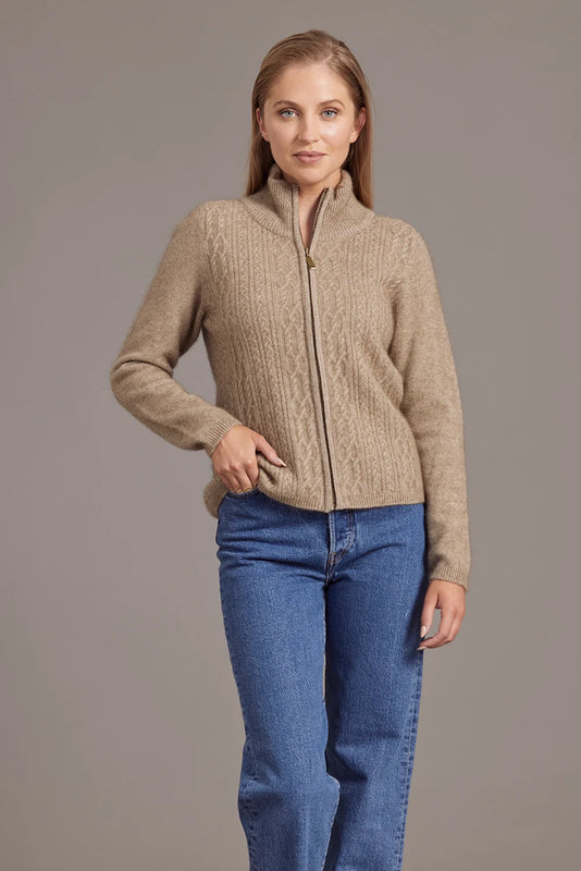 Women Cable Zip Jacket - McDonald New Zealand