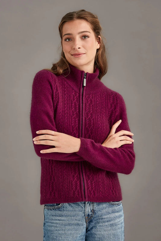 Women Cable Zip Jacket - McDonald New Zealand