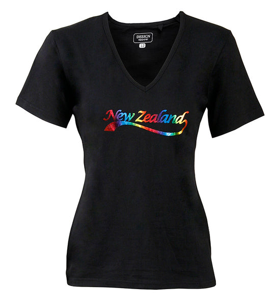 NZ Bling Ladies Tee - Black Colour