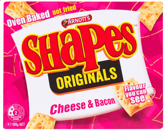 Shapes Cheese & Bacon Ð ArnottÕs Ð 180g