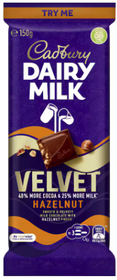 Dairy Milk Velvet Hazelnut Block by Cadbury 150g
