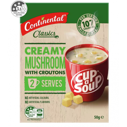 Cup A Soup Creamy Mushroom With Croutons - Continental - 50g/ 2 Serves