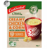 Cup A Soup Creamy Chicken & Corn With Croutons - Continental - 60g/ 2 Serves