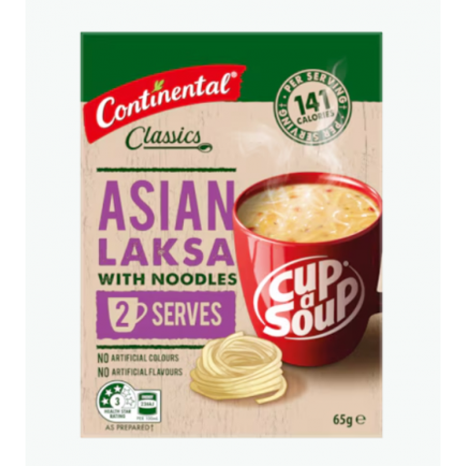 Cup A Soup Classic Asian Laksa With Noodles - Continental - 65g/ 2 Serves