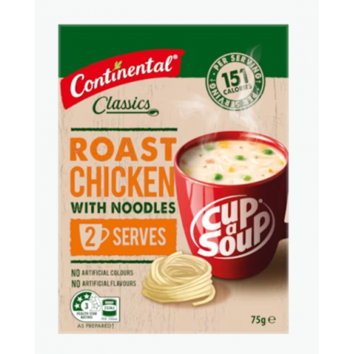 Cup A Soup Classic Roast Chicken With Noodles - Continental - 75g/ 2 Serves