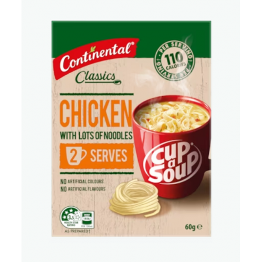 Cup A Soup Classic Chicken With Lots of Noodles - Continental - 60g/ 2 Packs