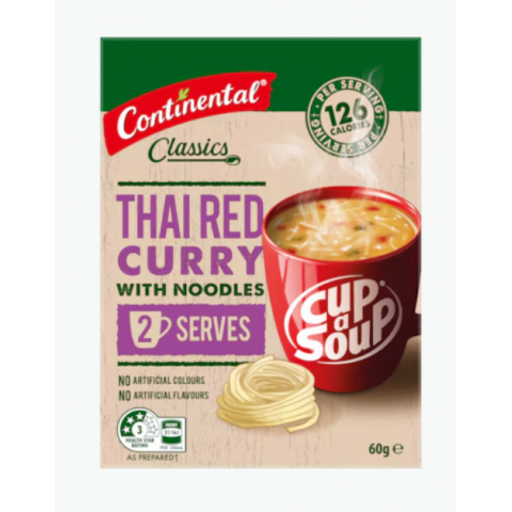 Cup A Soup Classic Thai Red Curry With Noodles - Continental - 60g/ 2 Serves