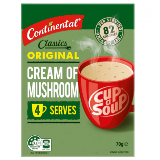 Cup A Soup Classic Cream of Mushroom - Continental - 70g/ 4 Pack