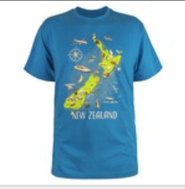 NZ Collection Map Adults Tee - Azure colour - The Derek Corp Ltd