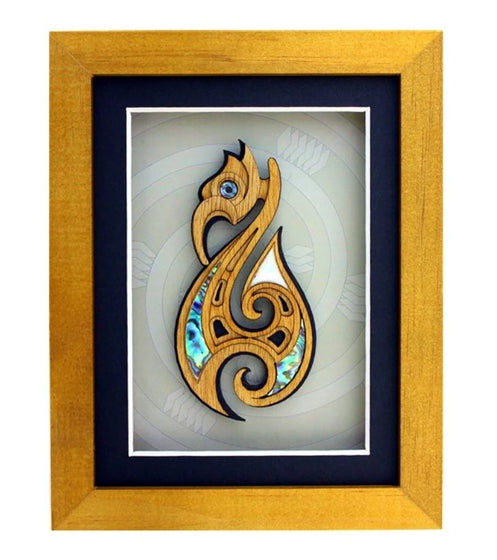 Medium Framed Maori Carving Art - Matau - Aeon Giftware