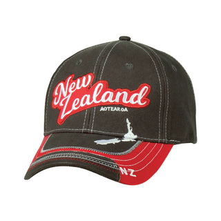 Hat Cotton New Zealand Aotearoa - Colour: Red & Grey on the hat