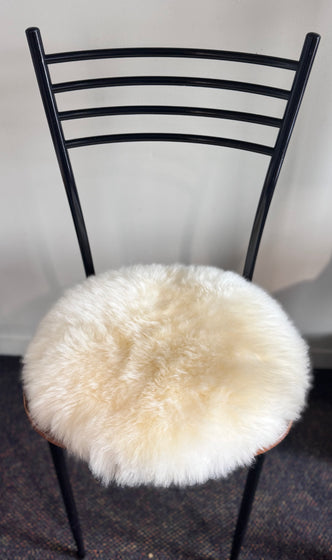 Round Seat  Natural White Wool Pad - 35cm - Classic Sheepskin