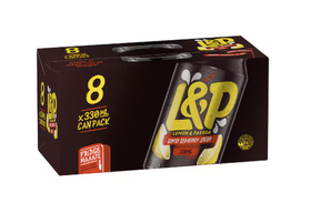 L&P Soft Drink - Lemon and Paeroa - 8 x 330ml Cans