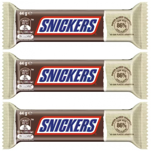 Snickers Chocolate Bar (Pack of 3) - Mars Chocolate Australia - 44g x 3