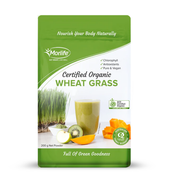 Certified Organic Wheat Grass Powder - Morlife - 200g