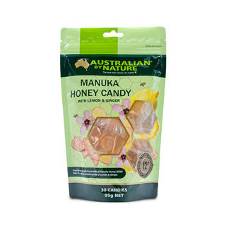 Manuka Honey Candy 12+ [MGO400] with Lemon & Ginger - Australian By Nature - 30 Candies/pack