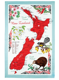 New Zealand Map Tea Towel (49 x 76cm) - The Derek Corp Ltd