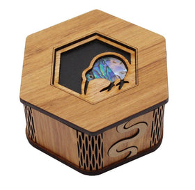 Wooden Hexagonal  Box - Paua Kiwi - Aeon Giftware