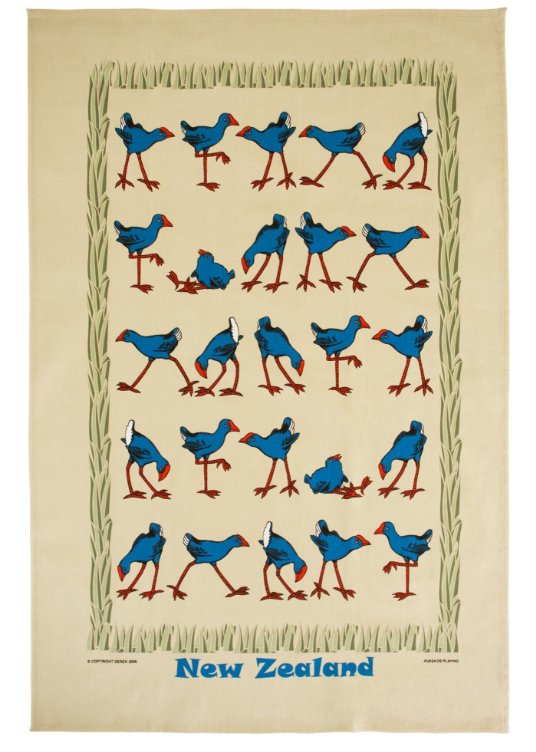 Pukeko Playing Tea Towel (49 x 76cm) - The Derek Corp Ltd