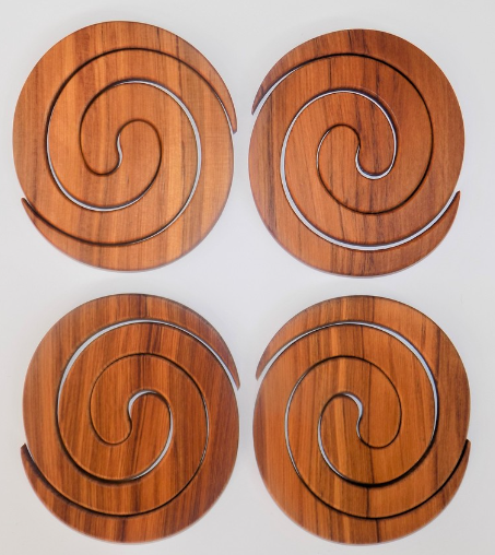 Rimu Coasters Set of 4 (split into 8) - Romeyn Woodcrafts Ltd