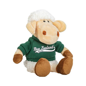 Sheep Toy Sitting with Green Jumper New Zealand - 21cm - Parrs