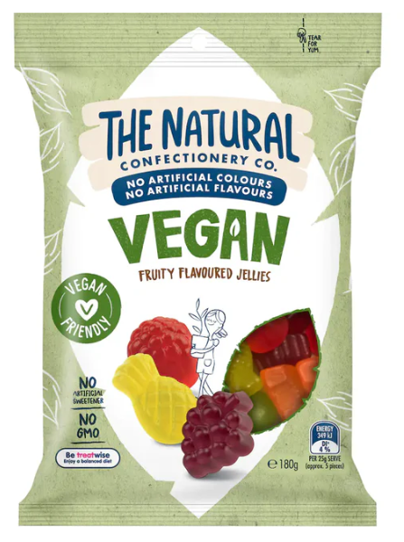 Vegan Fruity Flavoured Jellies - The Natural Confectionery Co. - 180g