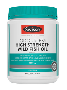 Ultiboost Odourless High Strength Wild Fish Oil 1500mg by Swisse - 200 capsules