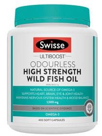 Ultiboost Odourless High Strength Wild Fish Oil 1500mg by Swisse - 400 capsules