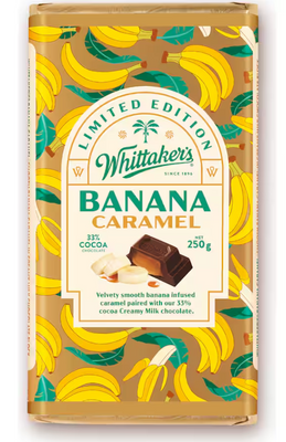 Whittaker's Limited Edition Banana Caramel Milk Chocolate Block 250g
