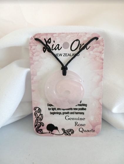 Rose Quartz - Large Koru Necklace