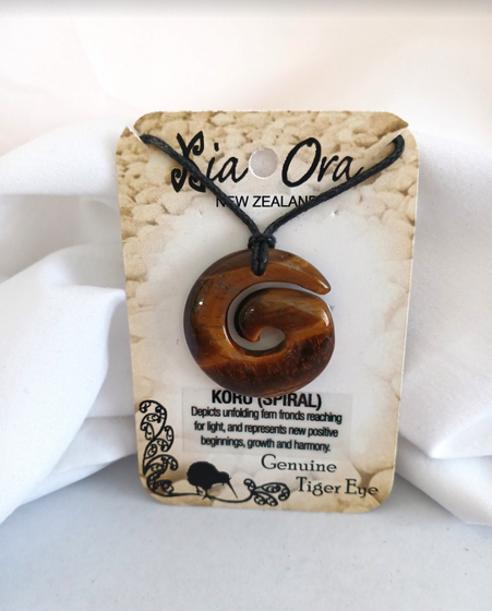 Tiger Eye - Large Koru Necklace