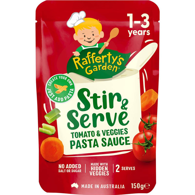 Stir & Serve Tomato & Veggies Pasta Sauce 1-3 Years by Rafferty's Garden - 150g
