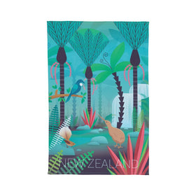 Tea Towel - NZ Scene Birds & Bush - Parrs