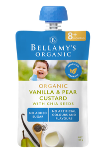 Vanilla & Pear Custard With Chia Seeds 8+Months by Bellamy's Organic - 120g