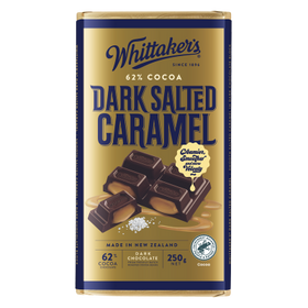 Whittaker's Dark Salted Caramel 62% Cocoa Dark Chocolate Block 250g