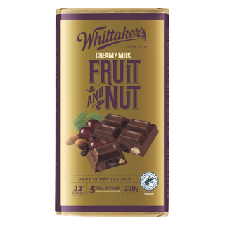 Whittaker's Fruit And Nut 33% Cocoa Milk Chocolate Block 250g
