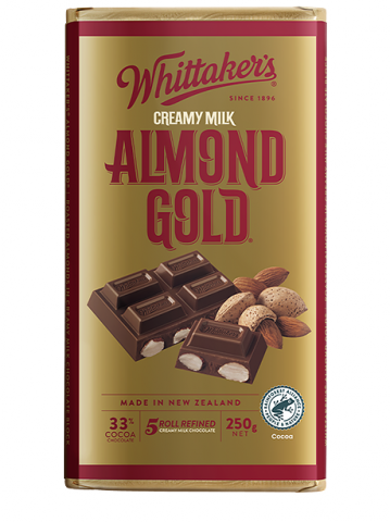 Almond Gold Chocolate Block - Whittaker's - 250g