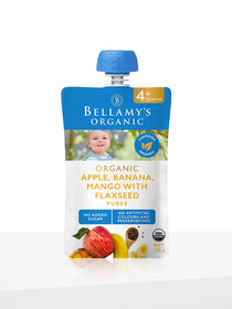 Apple, Banana, Mango With Flaxseed Puree 4+Months by Bellamy's Organic - 120g